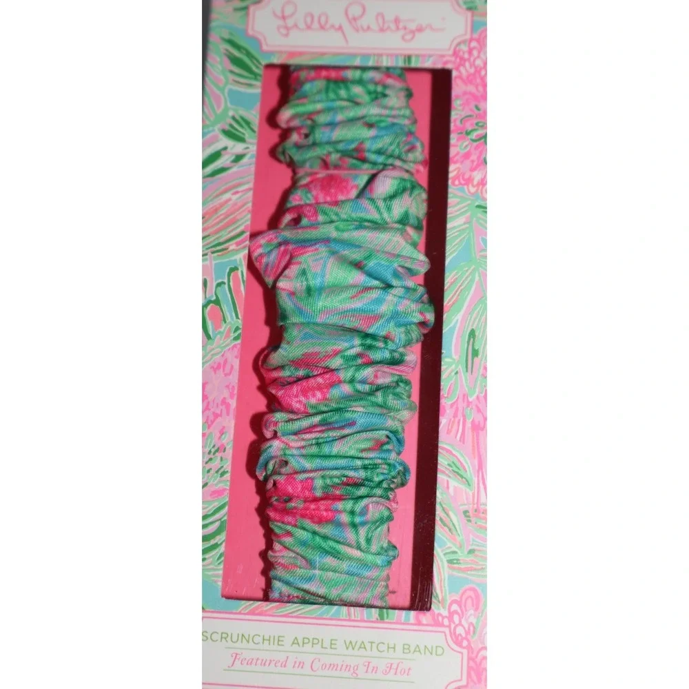 LILLY PULITZER Scrunchie Pink Green Blue Apple Watch Band 38 40 mm NEW